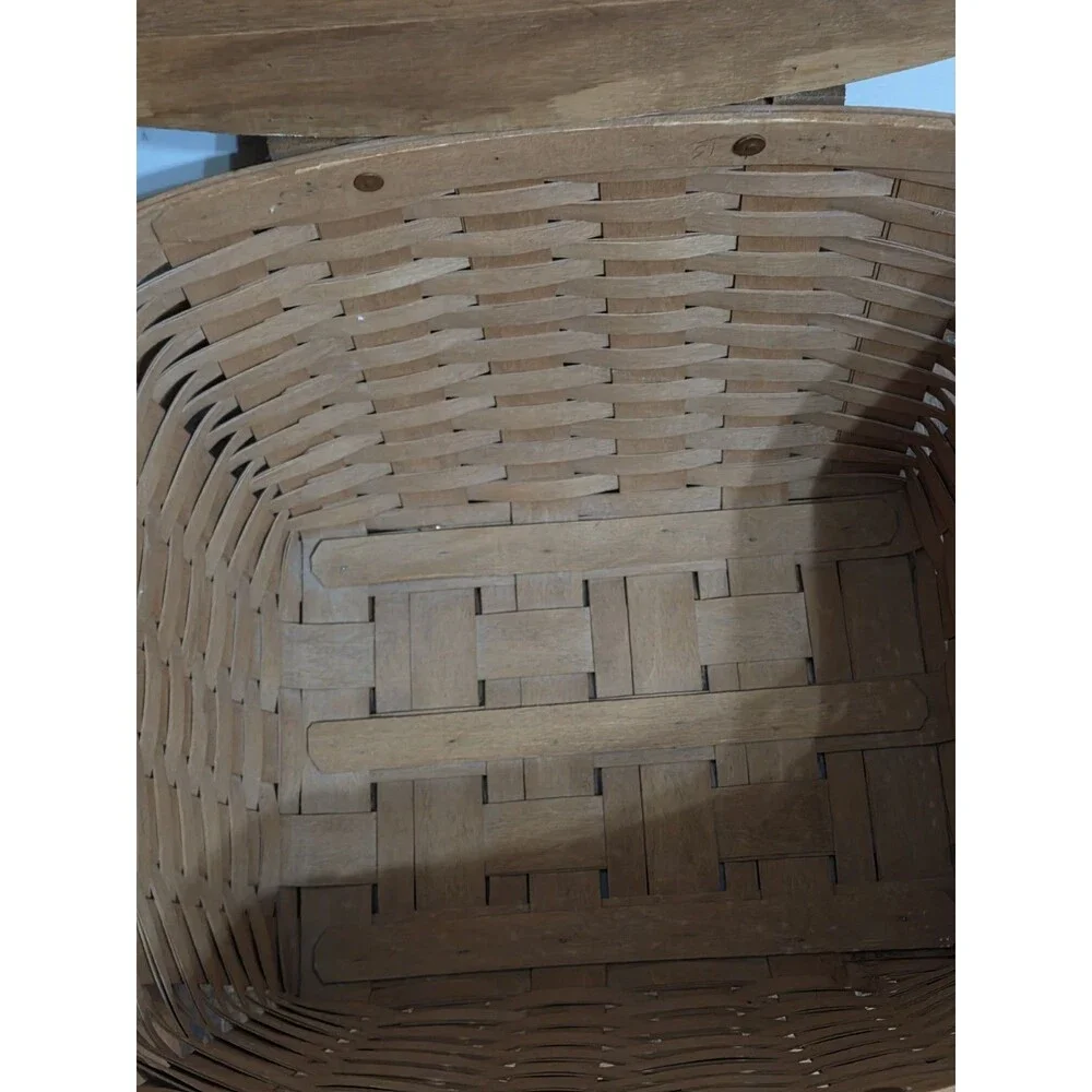 Vintage Longaberger Large Picnic Basket With Lid & Riser 1989 USA